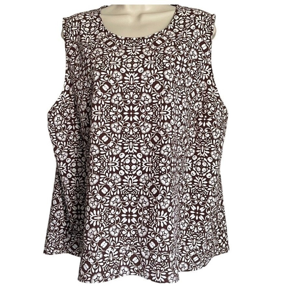 Coolibar UPF 50+ St Tropex Swing Tank Top XXL Brown White Floral